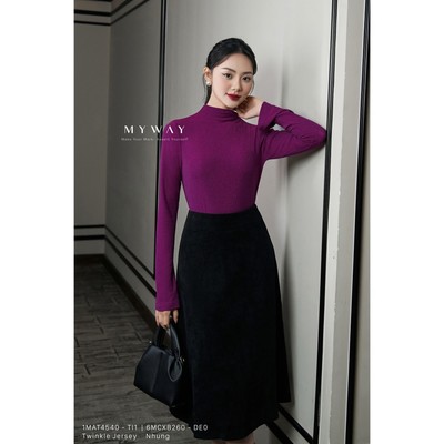 Áo Thun Nữ MY WAY Cotton Cổ Lọ Dáng Ôm Body Sang Trọng 1MAT4540