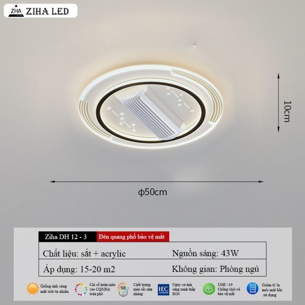 Quạt Đèn Âm Trần Không Cánh–LED 3 Chế Độ,6 Tốc Độ Gió,Điều Khiển Từ Xa,Phù Hợp Phòng Khách&Phòng Ngủ | BigBuy360 - bigbuy360.vn