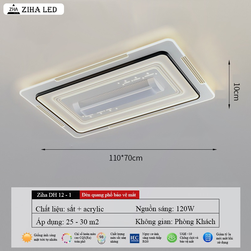 Quạt Đèn Âm Trần Không Cánh–LED 3 Chế Độ,6 Tốc Độ Gió,Điều Khiển Từ Xa,Phù Hợp Phòng Khách&Phòng Ngủ | BigBuy360 - bigbuy360.vn