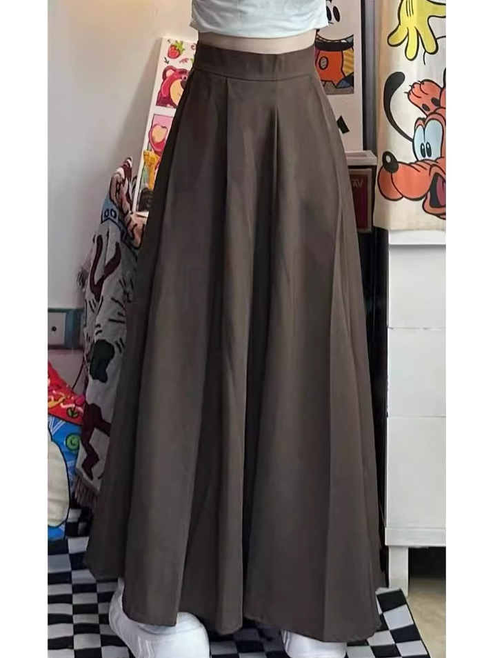 Váy xòe màu trơn thời trang, váy dài rộng cạp cao phong cách Hàn Quốc, váy chữ A công sở cạp chun | BigBuy360 - bigbuy360.vn