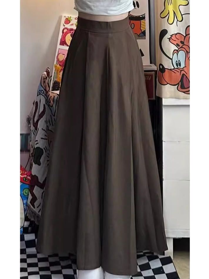 Váy xòe màu trơn thời trang, váy dài rộng cạp cao phong cách Hàn Quốc, váy chữ A công sở cạp chun | BigBuy360 - bigbuy360.vn