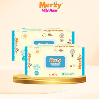 Combo 2 Gói Khăn Ướt Trẻ Em MERZY Dịu Nhẹ Kháng Khuẩn  KHÔNG MÙI HƯƠNG 100 Tờ