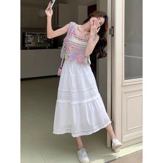  Chân váy lụa boi dáng dài viền giữa chân ren 2 màu đen trắng hàng QC 2545 