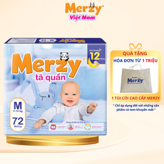 {Mua 3 tặng 1 túi cói} Tã Quần Merzy Cho Bé Siêu Thấm Bỉm Quần Trẻ Em Mềm Mại Khô Thoáng  Size M72, L64, XL56, XXL48