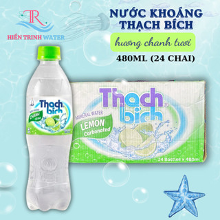  Thạch Bích Hương Chanh 480ml Có Gas  Thùng 24 Chai  - Nước Khoáng Thạch Bích Hương Chanh Tươi 