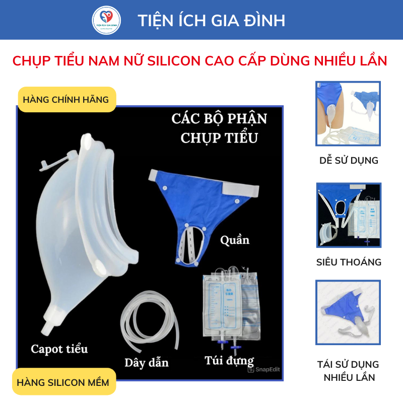 [Silicon mềm] Chụp tiểu nam nữ dùng tái lại nhiều lần hàng cao cấp hỗ trợ đi tiểu tại giường