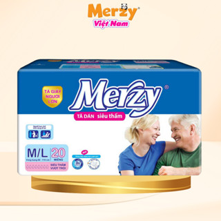 Bỉm Dán Người Lớn Merzy Siêu Thấm, Bỉm Cho Người Già Khô Thoáng Chống Tràn Gói 20 Miếng