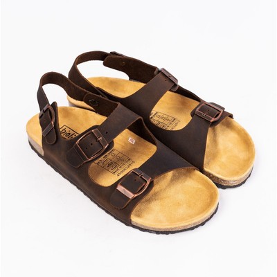 Sandal Birken Đế Trấu Thiết Kế Hai Quai Ngang Da Bò Unisex Nam và Nữ Thương Hiệu Bioline - D02