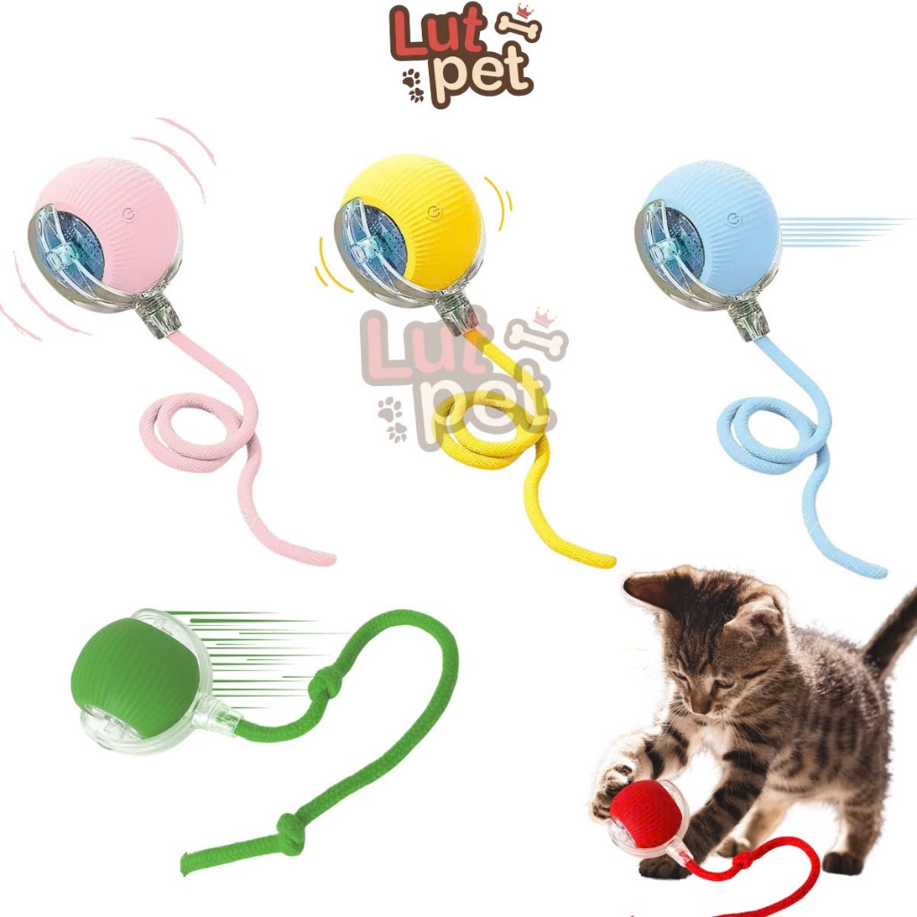 Bóng điện có dây tự chơi cho chó mèo, đồ chơi tự tương tác cho thú cưng - lutpet