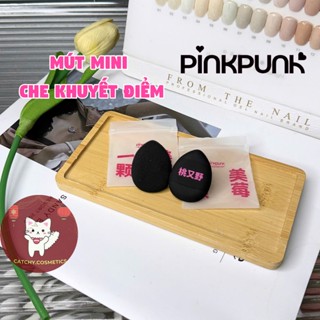 [PINKPUNK] (Mút Lẻ) Bông Mút PinkPunk Mini Tán Che Khuyết Điểm/Má Hồng Kem, Có Túi Zip Đi Kèm