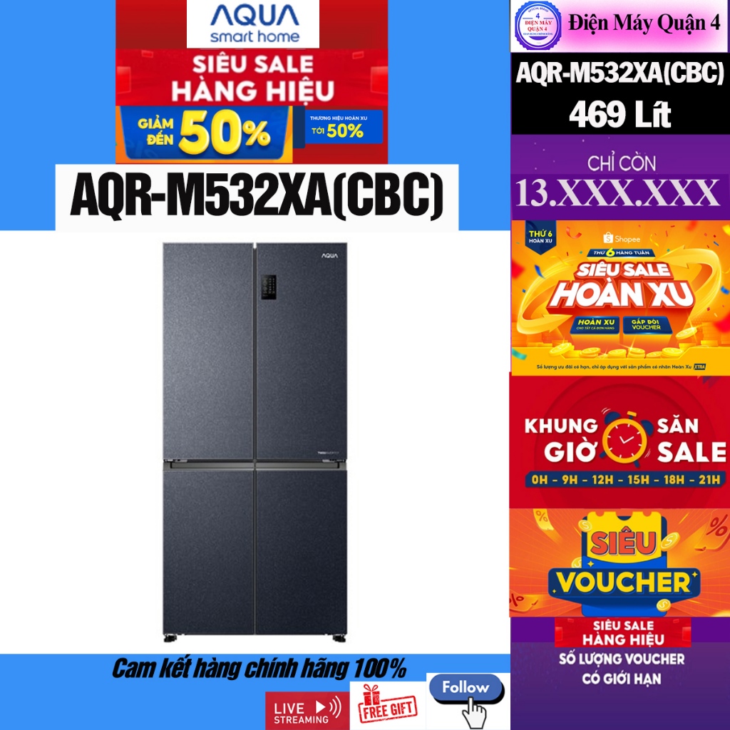 AQR-M532XA(CBC) -- Tủ lạnh Aqua Inverter 469 lít AQR-M532XA(CBC), giá tốt