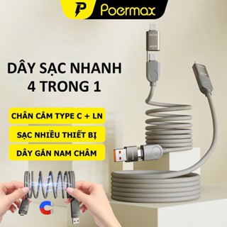 Dây sạc nhanh đa năng Poerax 240W có từ tính, thu gọn tự động dùng cho mọi điện thoại