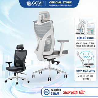 Ghế Công Thái Học Govi R02A Plus Hỗ Trợ Lưng Tốt, Vải Lưới Thoáng Khí, Bảo hành 2-3 năm