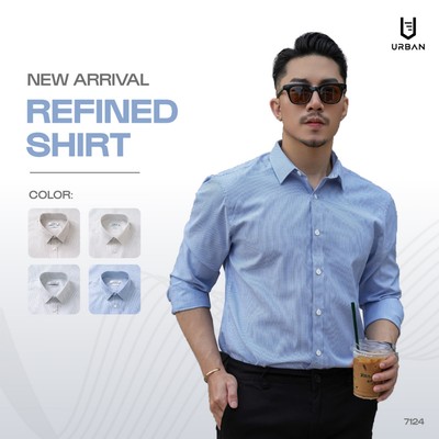 Áo Sơ Mi Nam URBAN Kẻ Dài Tay, Vải Cotton mềm mịn, co giãn nhẹ, thoáng mát, Phom Dáng Lịch Sự, Thiết Kế Nhã Nhặn NO.7124