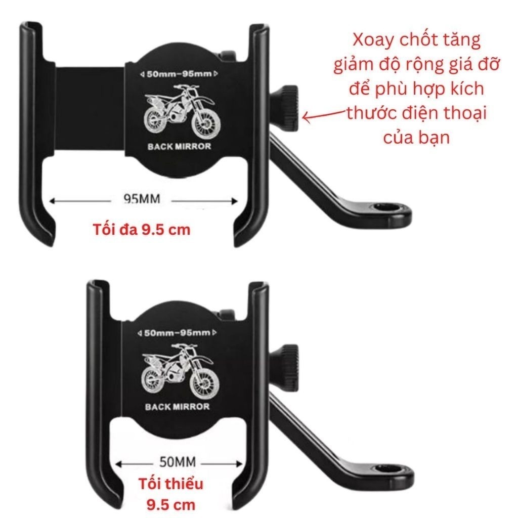 Giá Đỡ Điện Thoại Gắn Xe Máy H2 Kẹp điện Thoại Xe Máy Kim Loại Chống Cướp | BigBuy360 - bigbuy360.vn