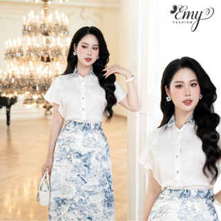 Áo Sơ Mi EMY A9469  Tay Cánh Dơi Cổ Phối