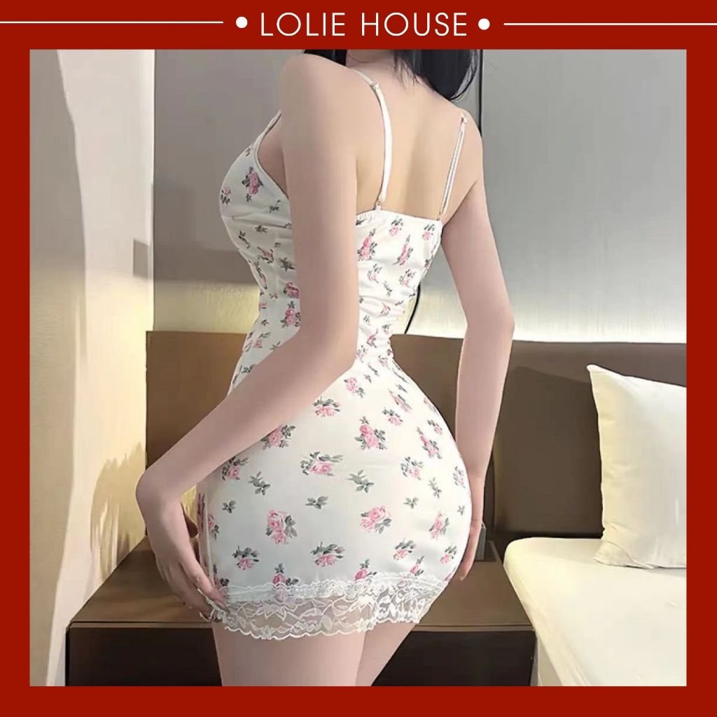 Đầm Thức - Váy ngủ sexy dáng ôm hai dây phối ren họa tiết hoa nhí quyến rũ cho nữ LOLIE HOUSE - VN46 | BigBuy360 - bigbuy360.vn