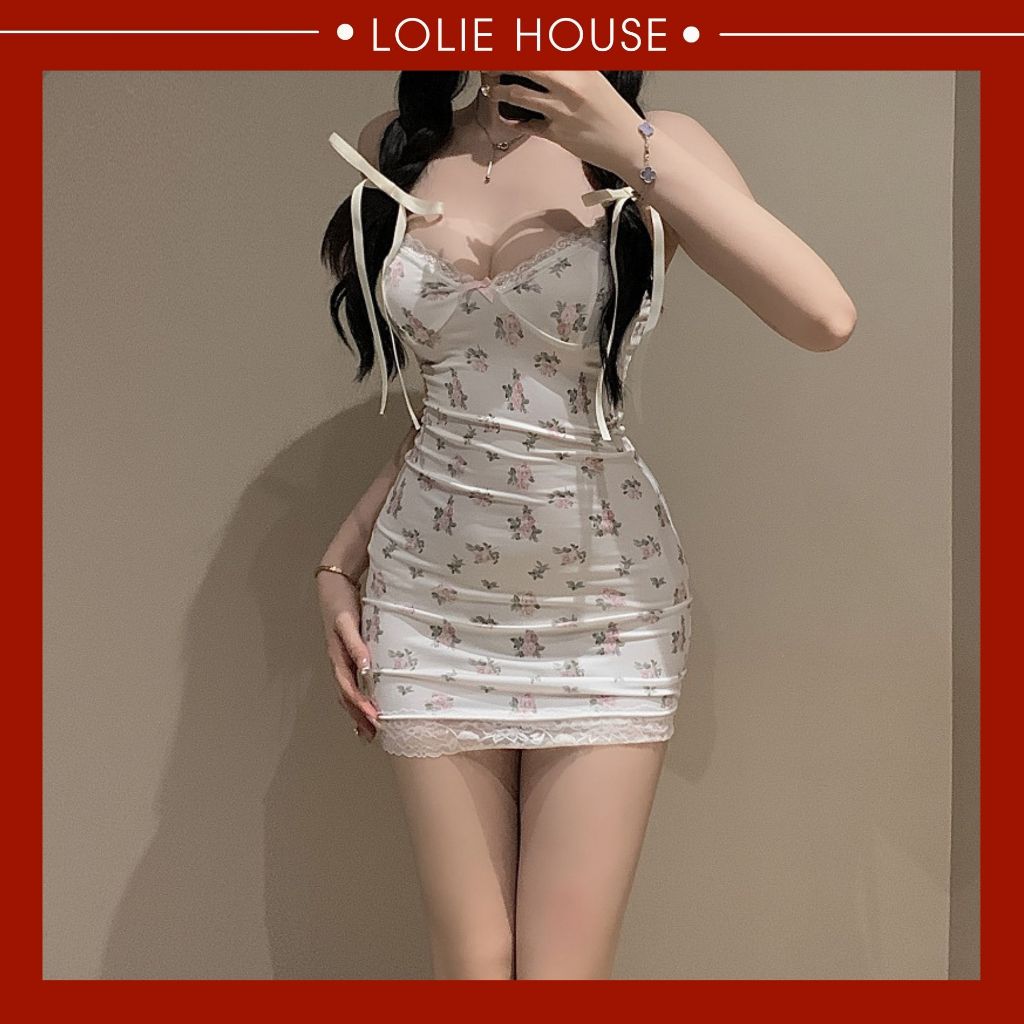 Đầm Thức - Váy ngủ sexy dáng ôm hai dây phối ren họa tiết hoa nhí quyến rũ cho nữ LOLIE HOUSE - VN46 | BigBuy360 - bigbuy360.vn