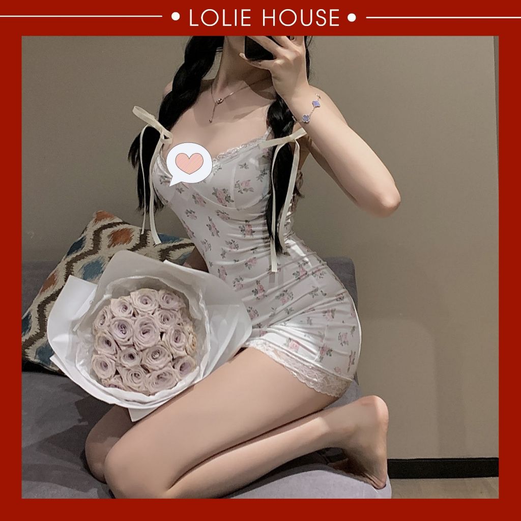 Đầm Thức - Váy ngủ sexy dáng ôm hai dây phối ren họa tiết hoa nhí quyến rũ cho nữ LOLIE HOUSE - VN46 | BigBuy360 - bigbuy360.vn