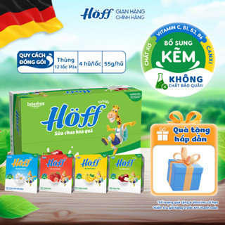 Combo sữa chua trẻ em Hoff 4 vị cho bé từ 6 tháng tuổi bổ sung men lợi khuẩn tốt cho tiêu hóa 1 THÙNG (48hộp x 55g)