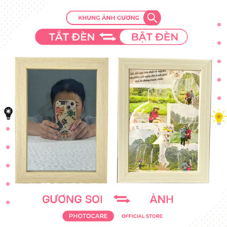 Khung ảnh gương hiện ảnh khi bật đèn in theo yêu cầu, đèn LED đổi màu phù hợp làm quà sinh nhật, bạn gái, quà Valentine