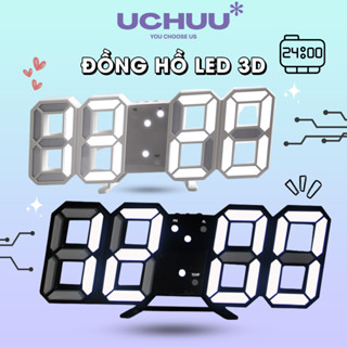  Đồng Hồ Led 3D UCHUU Để Bàn Báo Thức Đo Nhiệt Độ Đồng Hồ Treo Tường Decor Cảm Biến Thông Minh 