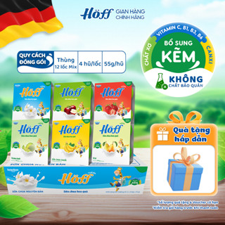 Thùng Sữa chua trẻ em Hoff ăn dặm mix 6 vị bổ sung dinh dưỡng hỗ trợ hệ tiêu hóa 12 lốc (48hộp x55g)