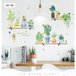 Decal dán tường kệ chậu cây 03( mẫu hàn) tranh dán tường trang trí phòng ngủ, phòng khách