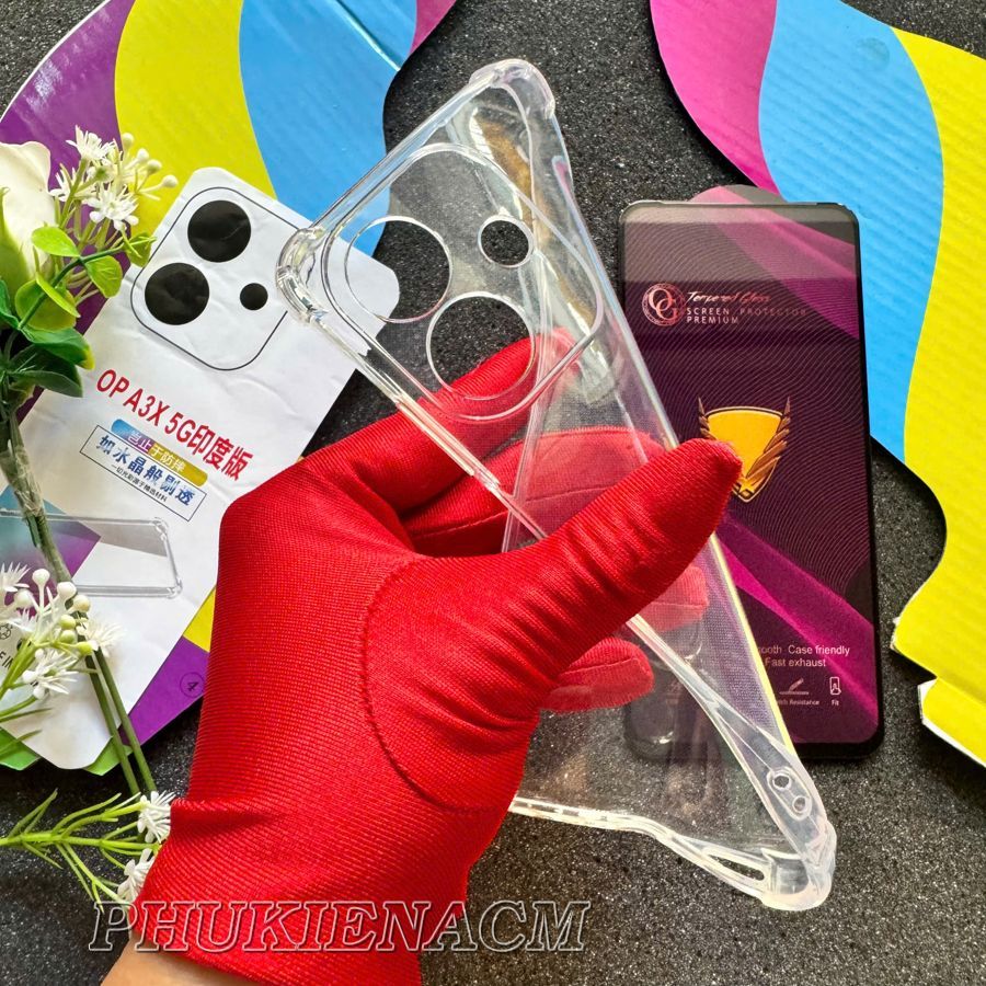 OPPO A3X 5G / A3X 4G / A3 4G / A5i - Miếng Dán Cường Lực Full Màn Hình OG Và Ốp Lưng Dẻo Trong Chống