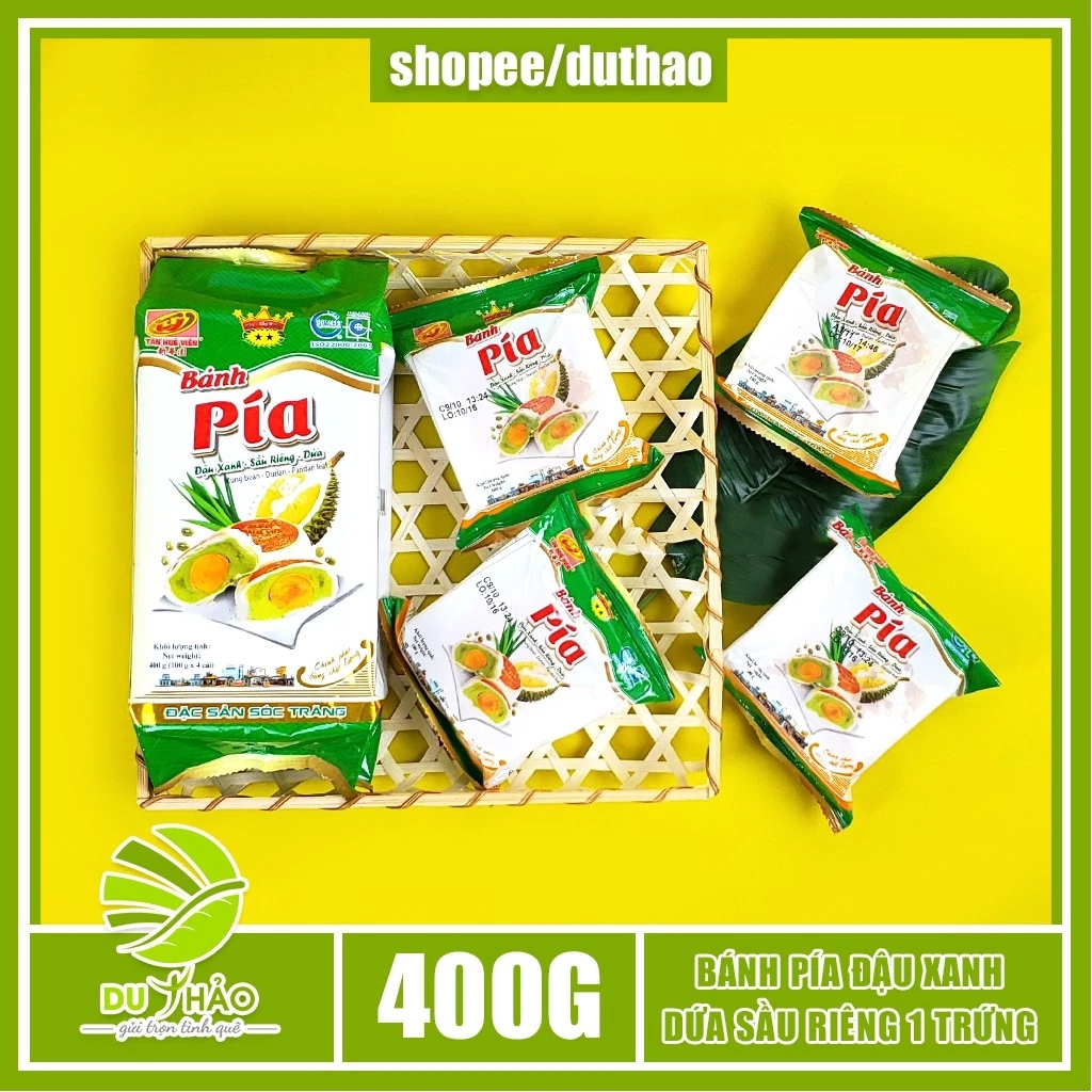 Bánh pía lá dứa sầu riêng trứng Tân Huê Viên 400g, bánh pía Sóc Trăng