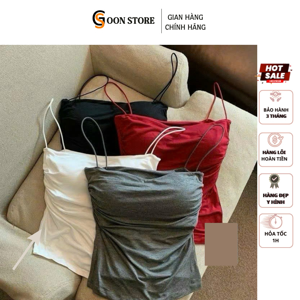 Áo Bra Hai Dây Có Mút Đệm Ngực, Nhún Eo Tôn Dáng Đa Dạng Màu Sắc Goon Store