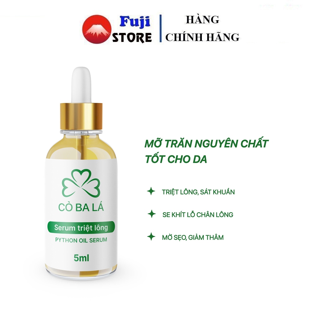 Mỡ Trăn Triệt Lông Cỏ Ba Lá 5ML - 10ML, Hỗ Trợ Dưỡng Da Sau Wax.