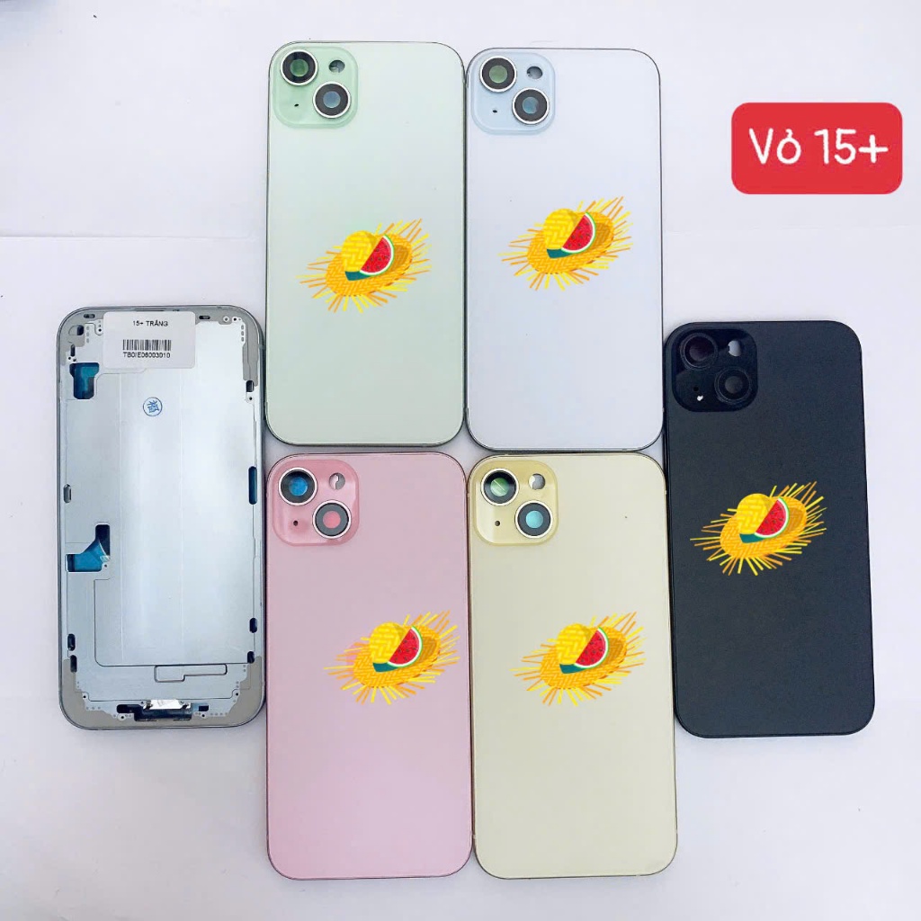 Lưng vỏ dùng cho máy iphone 15 plus có viền kính camera ngoài, khung sườn, lưng kính ip 15+, vỏ bộ i
