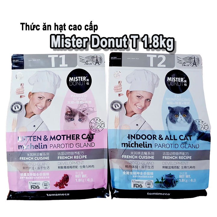 Thức ăn hạt cao cấp Mister Donut T1 T2 Dành cho mèo - CutePets