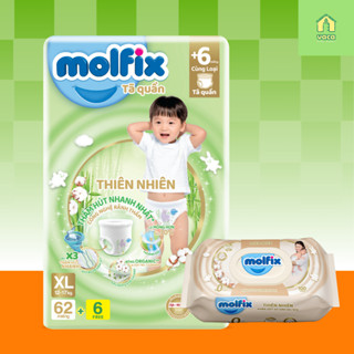 (MẪU MỚI CẢI TIẾN 2024) Tã/bỉm quần Molfix gói cực đại tiết kiệm giá tốt đủ size M76/L68/XL62/XXL56 tặng thêm 6 miếng