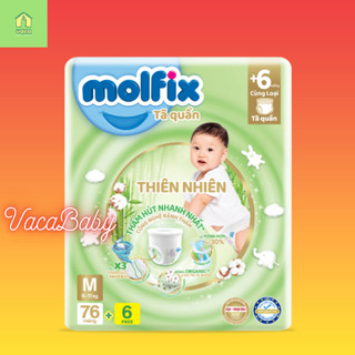 (LIVE-HỎA TỐC) Tã quần thiên nhiên Molfix Ultra M76/L68/XL62/XXL56 + 6 MIẾNG