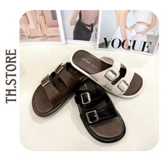 TH.STORE Dép lê da 2 khuy dép quai xăng đan đế bệt 3 màu chất lượng cao cấp