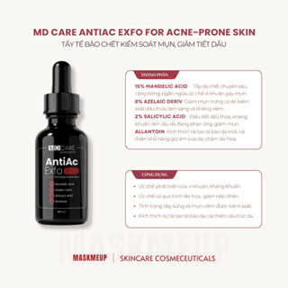 Serum Treatment Tẩy Tế Bào Chết Kiểm Soát Mụn, Giảm Viêm Và Giảm Tiết Dầu MD CARE AntiAc Exfo 30ml