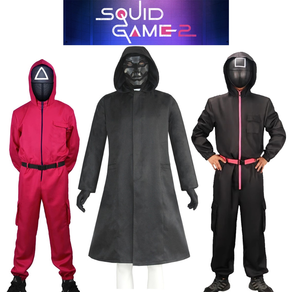 (Sẵn Hỏa Tốc) Bộ quần áo kèm mặt nạ , găng tay hóa trang trong phim Trò chơi con mực Squid Game 2 chơi lễ hội halloween