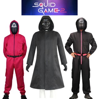 (Sẵn Hỏa Tốc) Bộ quần áo kèm mặt nạ , găng tay hóa trang trong phim Trò chơi con mực Squid Game 2 chơi lễ hội halloween