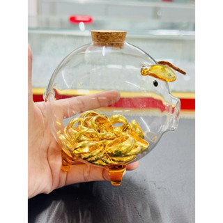 SẴN Sỉ Ống Heo Thủy Tinh To Đựng Vàng Tiết Kiệm Vàng Nhẫn Trơn Thu Hút Tài Lộc Thủy Tinh Trong Suốt Dễ Thương