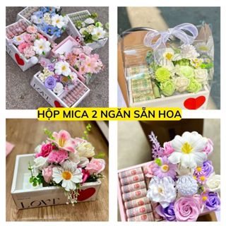[Hoả tốc HCM] Hộp Mica 2 Ngăn Hoa Sáp Và Quà Tặng ý Nghĩa Cho bạn đời, người yêu, mừng sinh nhật, ngày kỷ niệm