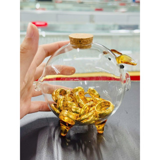 SẴN Sỉ Ống Heo Thủy Tinh To Đựng Vàng Tiết Kiệm Vàng Nhẫn Trơn Thu Hút Tài Lộc Thủy Tinh Trong Suốt Dễ Thương