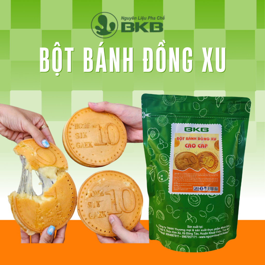 {BAO BÌ MỚI] Bột Làm Bánh Đồng Xu BKB Gói 1kg ( Làm Được Bánh Trứng Gà Non, Bánh Cá ), thành phẩm xốp mịn, vỏ bánh giòn