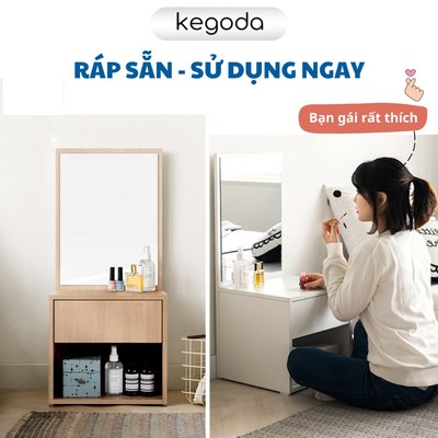 [Lắp ráp sẵn] Bàn Gỗ Trang Điểm Ngồi Bệt Nhỏ Gọn, Tủ Makeup KEGODA KGD11