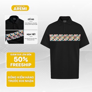 Áo polo đen phối tay ngắn có cổ AREMI chuẩn form vải cotton thiết kế trẻ trung thanh lịch APL0045 