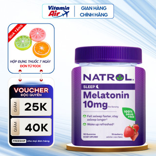  Kẹo ngủ vị dâu Natrol Melatonin Gummies 10mg hộp 90 viên hỗ trợ ngủ ngon tạo giấc ngủ tự nhiên không chất độc hại 