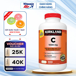  Vitamin C đẹp da Vitamin C1000mg Kirkland Signature giúp làm sáng da tăng sức đề kháng 500 viên của Mỹ 