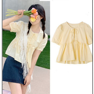 [SẴN] Áo sơ mi nữ babydoll nhiều màu phối dây thắt nơ tay dáng bồng thời trang mùa hè Kenco clothing Sài Gòn