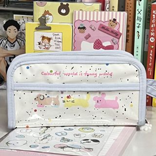 Túi bút vải canvas hình mèo cún dễ thương, hộp bút đựng đồ dùng học sinh dung tích lớn